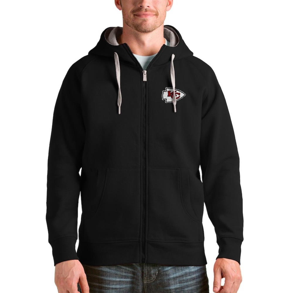 Antigua Black Kansas‎ City Chiefs Men’s Victory Full-Zip Hoodie NWT Size L